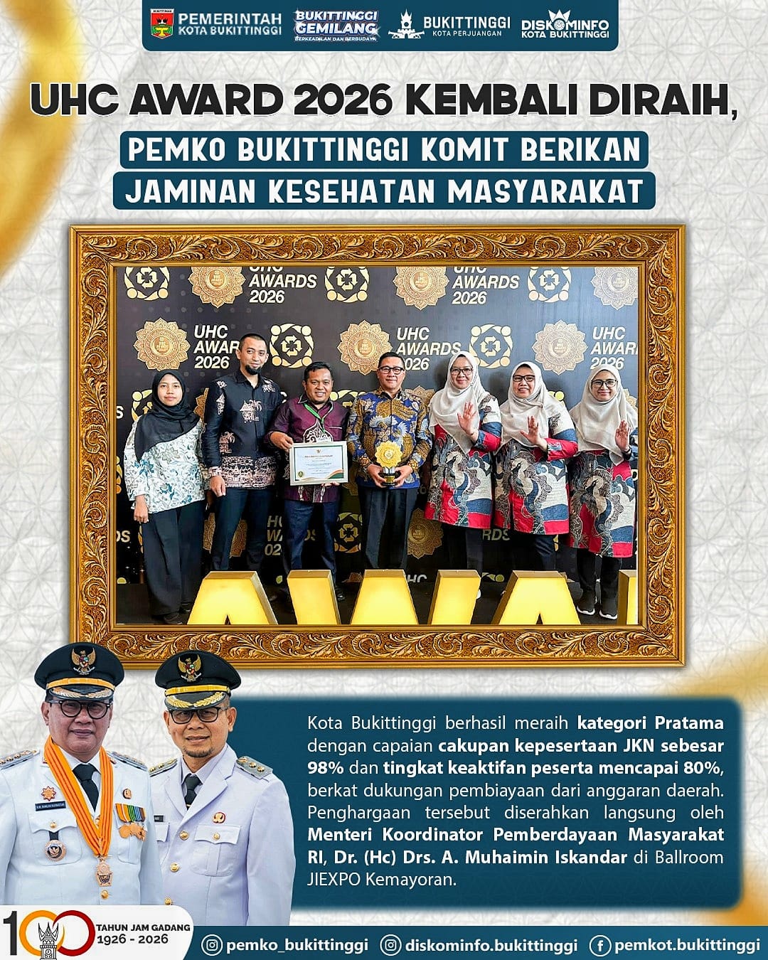 uhc-award-2026-kembali-diraih,-pemko-bukittinggi-tegaskan-komitmen-jamin-kesehatan-masyarakat