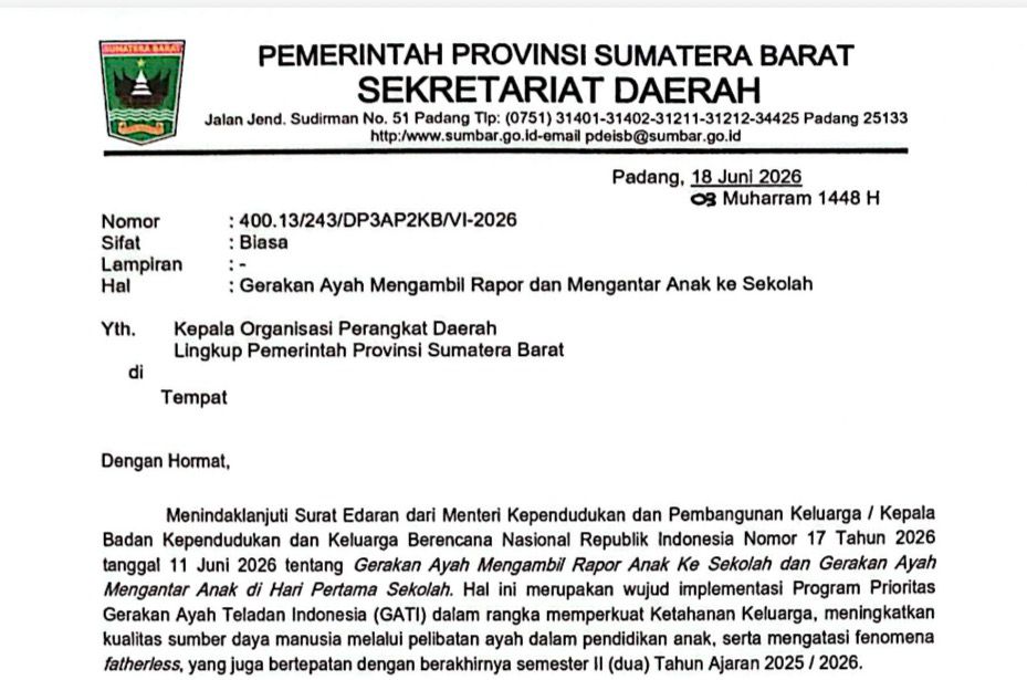 gerakan-ayah-mengantar-anak-ke-sekolah-digulirkan,-sekdaprov-sumbar-ajak-asn-jadi-teladan-dalam-pengasuhan