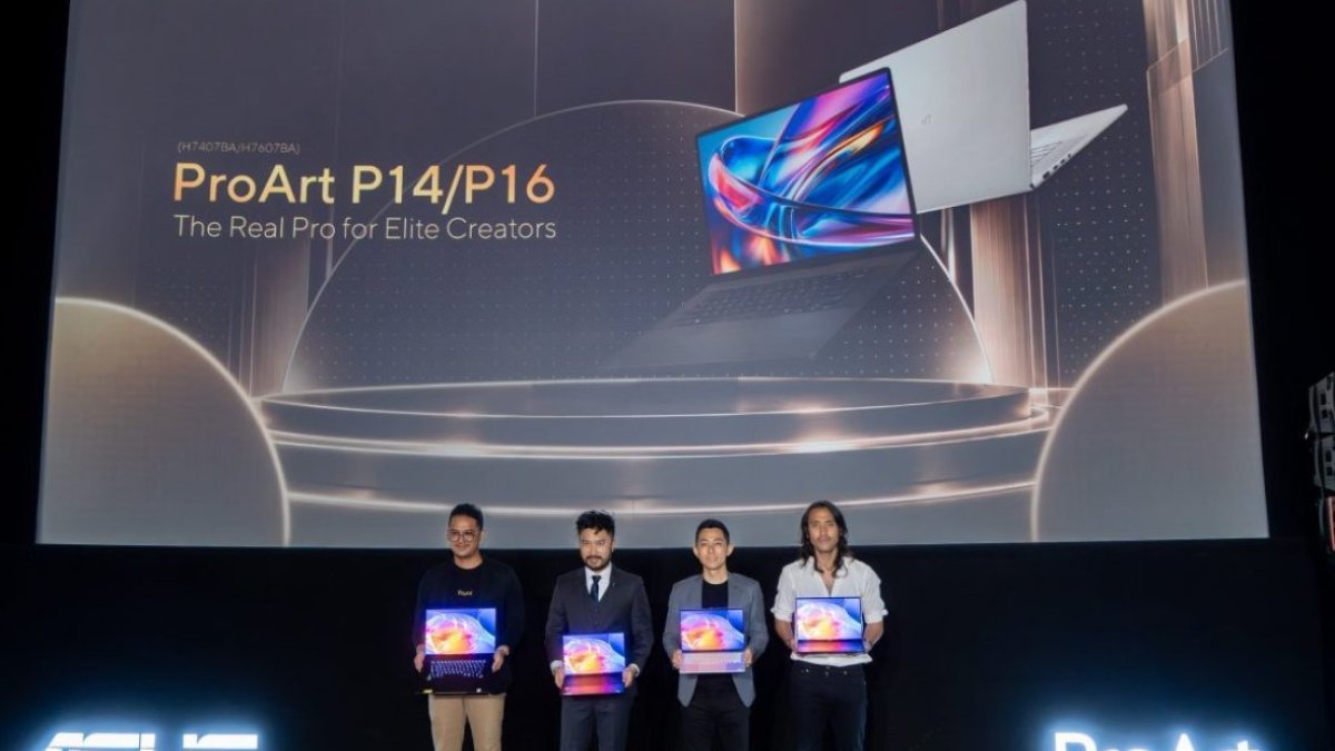 Laptop ASUS ProArt P14 dan P16 dengan teknologi AI yang dipamerkan saat peluncuran resmi di Indonesia.
