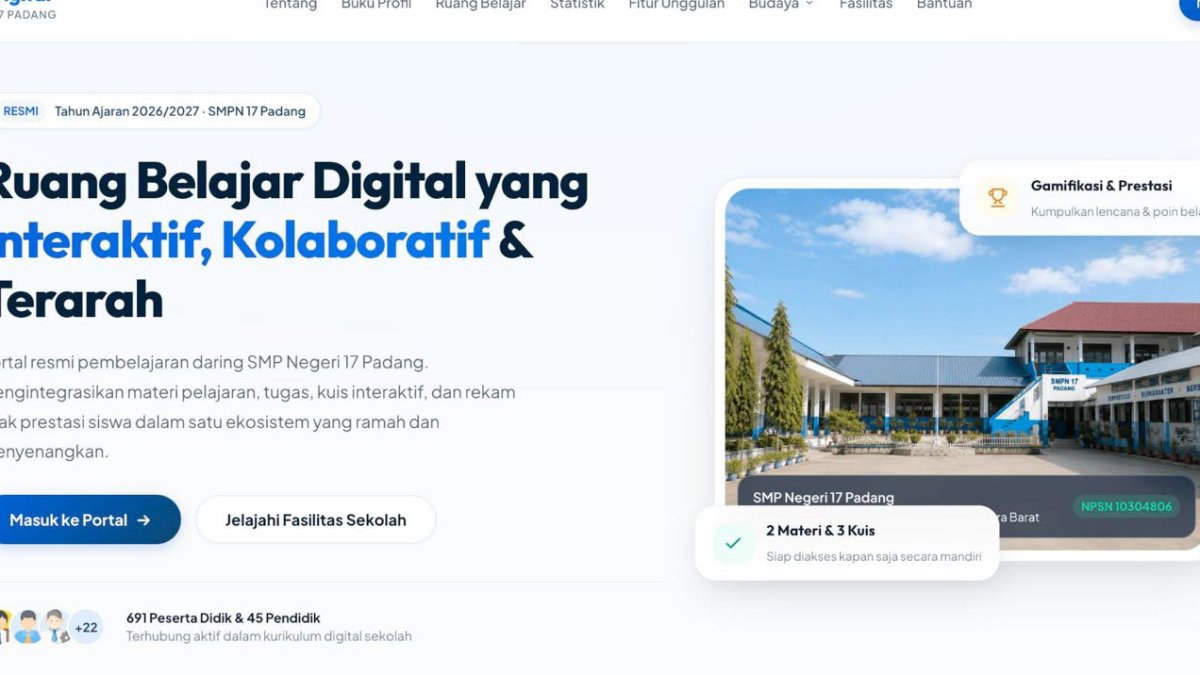 Uji coba sistem Ruang Kelas Digital oleh Diskominfo Padang di SMPN 17 Kota Padang untuk mendukung transformasi pendidikan.